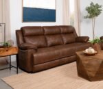 ELLINGTON UPHOLSTERED PADDED ARM SOFA DARK BROWN - Image 2