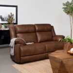 ELLINGTON UPHOLSTERED PADDED ARM LOVESEAT DARK BROWN - Image 2