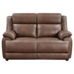 ELLINGTON UPHOLSTERED PADDED ARM LOVESEAT DARK BROWN - Image 3