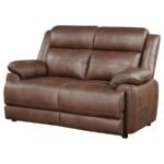ELLINGTON UPHOLSTERED PADDED ARM LOVESEAT DARK BROWN - Image 4