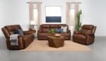 ELLINGTON UPHOLSTERED PADDED ARM LOVESEAT DARK BROWN - Image 12