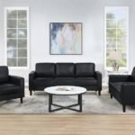 RUTH 3-PIECE UPHOLSTERED TRACK ARM SOFA SET BLACK
