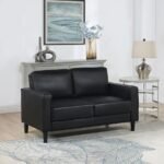 RUTH UPHOLSTERED TRACK ARM LOVESEAT BLACK - Image 2