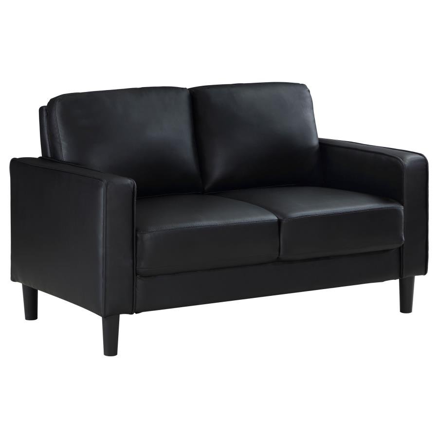 508362_02x900.jpg RUTH UPHOLSTERED TRACK ARM LOVESEAT BLACK - Image 1