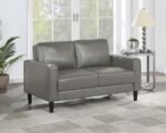 RUTH UPHOLSTERED TRACK ARM LOVESEAT GREY - Image 2