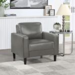 RUTH UPHOLSTERED TRACK ARM ACCENT CHAIR GREY - Image 2