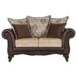 ELMBROOK 3-PIECE UPHOLSTERED ROLLED ARM SOFA SET BROWN - Image 4