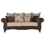 ELMBROOK UPHOLSTERED ROLLED ARM SOFA BROWN