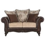 ELMBROOK UPHOLSTERED ROLLED ARM LOVESEAT BROWN