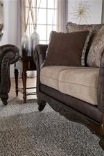 ELMBROOK UPHOLSTERED ROLLED ARM LOVESEAT BROWN - Image 2