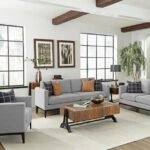 APPERSON 3-PIECE UPHOLSTERED TRACK ARM SOFA SET LIGHT GREY