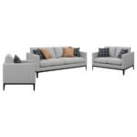 APPERSON 3-PIECE UPHOLSTERED TRACK ARM SOFA SET LIGHT GREY - Image 2