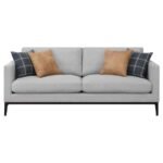 APPERSON 3-PIECE UPHOLSTERED TRACK ARM SOFA SET LIGHT GREY - Image 4