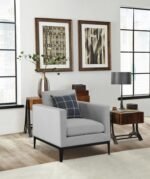 APPERSON UPHOLSTERED TRACK ARM ACCENT CHAIR LIGHT GREY - Image 2