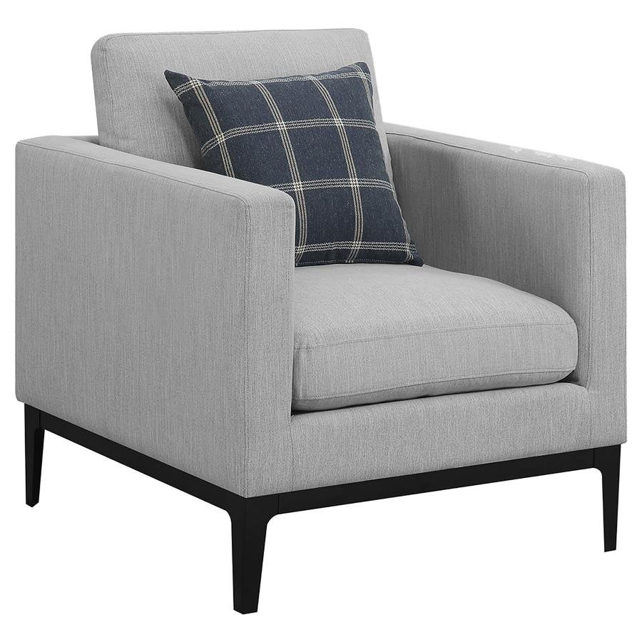 508683_02x900.jpg APPERSON UPHOLSTERED TRACK ARM ACCENT CHAIR LIGHT GREY - Image 1