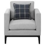APPERSON UPHOLSTERED TRACK ARM ACCENT CHAIR LIGHT GREY - Image 3