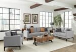 APPERSON UPHOLSTERED TRACK ARM ACCENT CHAIR LIGHT GREY - Image 12