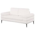 JESSEL CHENILLE UPHOLSTERED TRACK ARM LOVESEAT IVORY - Image 4