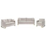 CORLISS 3-PIECE UPHOLSTERED ARCHED ARM SOFA SET BEIGE - Image 2