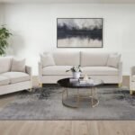 CORLISS 3-PIECE UPHOLSTERED ARCHED ARM SOFA SET BEIGE
