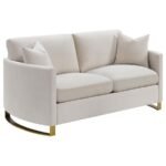 CORLISS 3-PIECE UPHOLSTERED ARCHED ARM SOFA SET BEIGE - Image 6