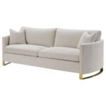 CORLISS UPHOLSTERED CURVED TRACK ARM SOFA BEIGE - Image 4