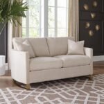 CORLISS UPHOLSTERED CURVED TRACK ARM LOVESEAT BEIGE - Image 2