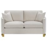 CORLISS UPHOLSTERED CURVED TRACK ARM LOVESEAT BEIGE - Image 3