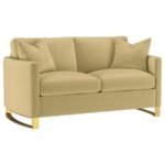 CORLISS 3-PIECE VELVET UPHOLSTERED SOFA SET CAMEL - Image 5