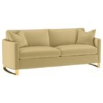 CORLISS UPHOLSTERED CURVED TRACK ARM SOFA CAMEL