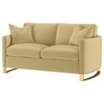 CORLISS UPHOLSTERED CURVED TRACK ARM LOVESEAT CAMEL - Image 4