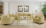 CORLISS UPHOLSTERED CURVED TRACK ARM LOVESEAT CAMEL - Image 13