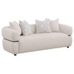 JEANETTE 3-PIECE FABRIC UPHOLSTERED ROUND ARM SOFA SET BEIGE - Image 3