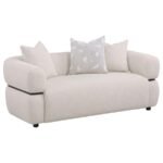 JEANETTE 3-PIECE FABRIC UPHOLSTERED ROUND ARM SOFA SET BEIGE - Image 5