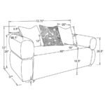 JEANETTE 3-PIECE FABRIC UPHOLSTERED ROUND ARM SOFA SET BEIGE - Image 12