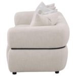 JEANETTE 84-INCH FABRIC UPHOLSTERED ROUND ARM SOFA BEIGE - Image 5