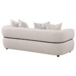 JEANETTE 84-INCH FABRIC UPHOLSTERED ROUND ARM SOFA BEIGE - Image 7