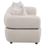 JEANETTE 84-INCH FABRIC UPHOLSTERED ROUND ARM SOFA BEIGE - Image 8