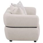 JEANETTE 73-INCH FABRIC UPHOLSTERED ROUND ARM LOVESEAT BEIGE - Image 8
