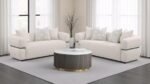 JEANETTE 73-INCH FABRIC UPHOLSTERED ROUND ARM LOVESEAT BEIGE - Image 12