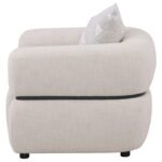 JEANETTE FABRIC UPHOLSTERED ROUND ARM ACCENT CHAIR BEIGE - Image 5