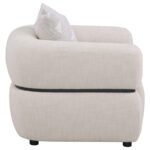 JEANETTE FABRIC UPHOLSTERED ROUND ARM ACCENT CHAIR BEIGE - Image 8