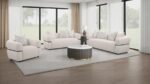 JEANETTE FABRIC UPHOLSTERED ROUND ARM ACCENT CHAIR BEIGE - Image 12