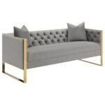 EASTBROOK VELVET UPHOLSTERED TUFTED SOFA GREY
