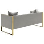 EASTBROOK VELVET UPHOLSTERED TUFTED SOFA GREY - Image 6