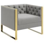 EASTBROOK VELVET UPHOLSTERED TUFTED ACCENT CHAIR GREY