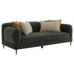 JADE CHENILLE UPHOLSTERED MODERN TRACK ARM SOFA GREEN