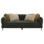 JADE CHENILLE UPHOLSTERED MODERN TRACK ARM SOFA GREEN - Image 3
