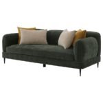 JADE CHENILLE UPHOLSTERED MODERN TRACK ARM SOFA GREEN - Image 4