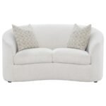 RAINN 3-PIECE BOUCLE UPHOLSTERED SLOPED ARM SOFA SET LATTE - Image 7
